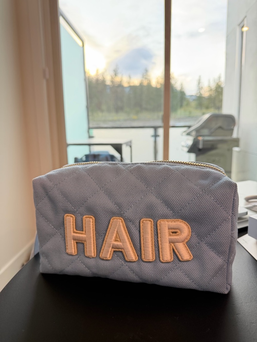 Stoney Clover Lane Quilted Pouch Periwinkle NWT Hair Cosmetic Bag Travel Case